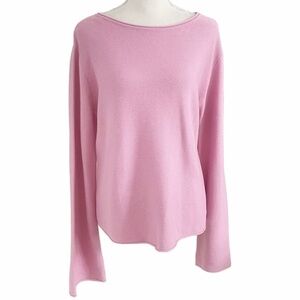 MONARI PINK COTTON BLEND ROLLED HEM KNITTED SWEATER - M